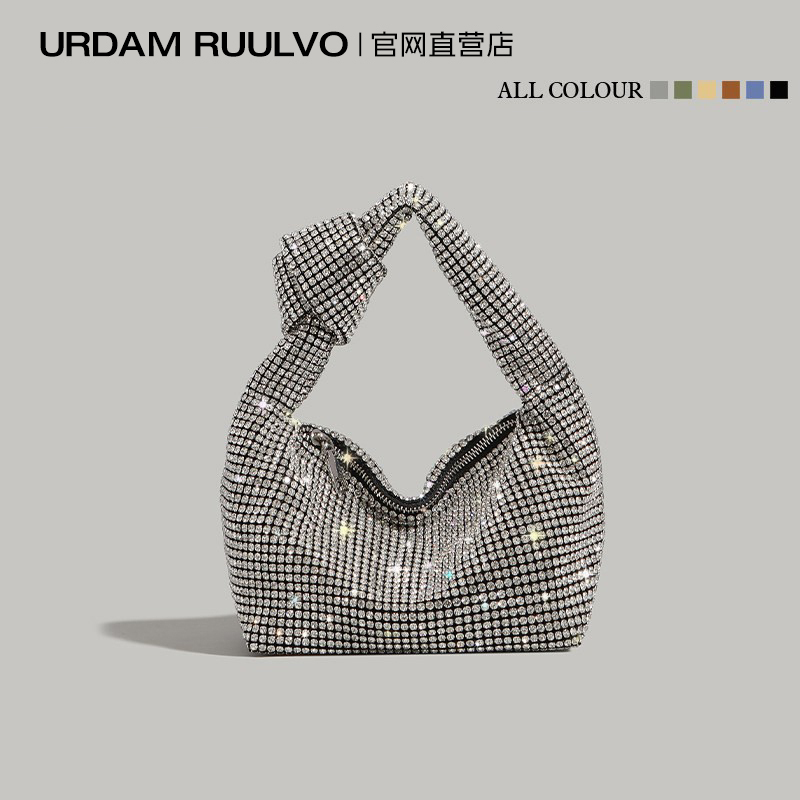 U&R High-End Rhinestone Bag for Women 2026 Summer New Fashion Elegant Full Rhinestone Evening Bag Versatile Commuter Handbag