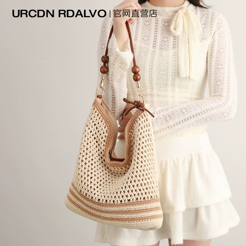 Плетеная сумка через плечо для отдыха, вместительная и большая сумка на одно плечо