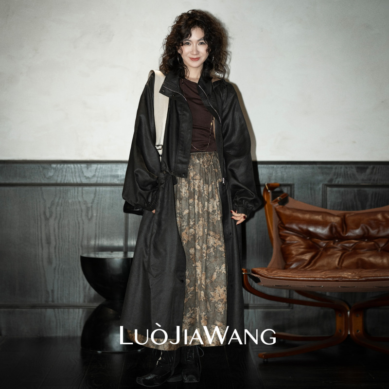 Heavy-Forged Xiangyun Silk Detachable | Luojiawang | 100% Mulberry Silk Hooded Stand-Up Collar Jacket Trench Coat