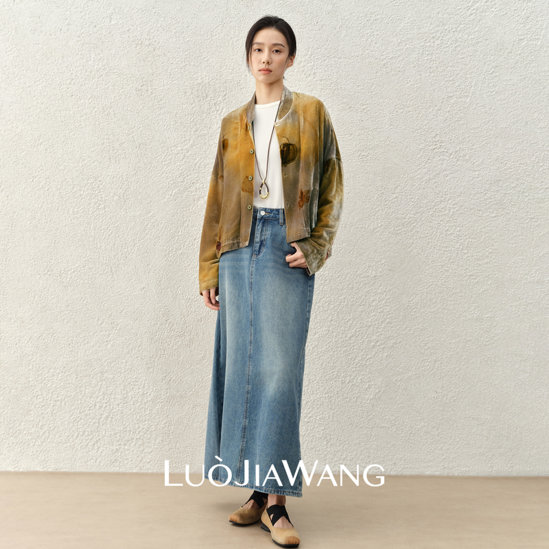 Mulberry Silk, New Chinese-Style Tie-Dye Velvet Cardigan, Women's Unique Design, Genuine Silk Outerwear for Autumn and Winter | Luojiawang