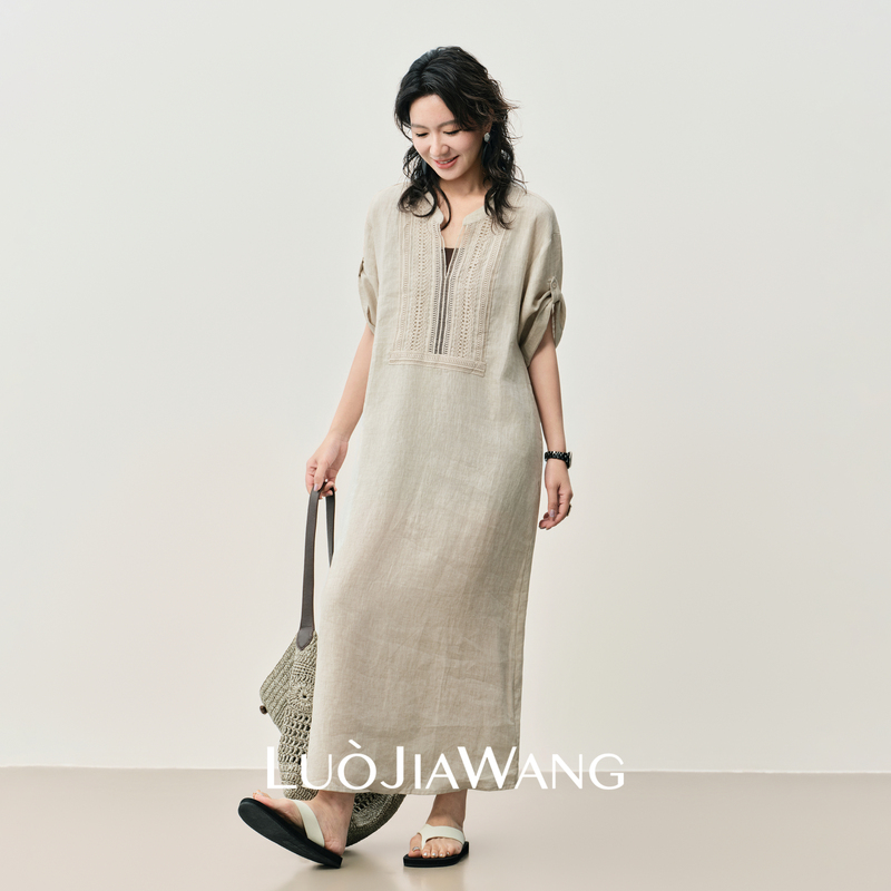 Luojiawang丨100% Linen Korean Style Relaxed Dress for Women 2026 New Summer Breathable Shirt Dress Luojiawang丨100% Linen Korean Style Relaxed Dress for Women 2026 New Summer Breathable Shirt Dress