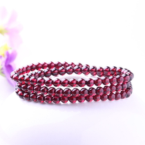 Natural 6A wine red garnet three-circle multi-circle Womens crystal handicraft bracelet bracelet hand string woman stone jade bracelet