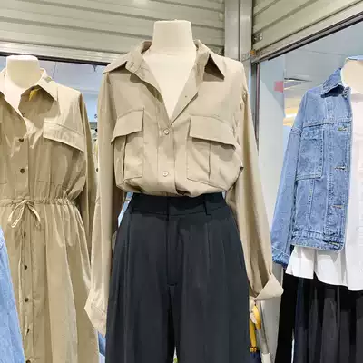 South Korea East Gate 2021 Autumn New hipster Fashion Loose Double Pocket Joker Slim Shirt Cardigan Women