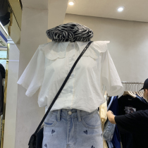 Sweet Beauty Casual Temperament 2022 Women Dress Korea East Great Door Pure Color Short Sleeve Embroidered Dolls Collar Single Row of Lining Clothing Tide