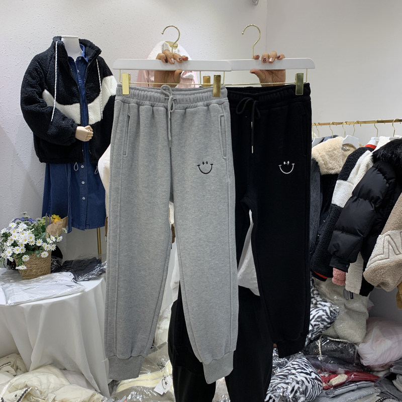 Spring Fall New Draw Rope Tightness Casual Pants South Korea East Gate Korea Version Loose Bunches Pants Women Plus Suede Thin