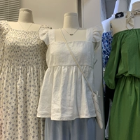 Милый цветной летний южнокорейский товар без рукавов, майка топ, квадратный вырез, из хлопка и льна