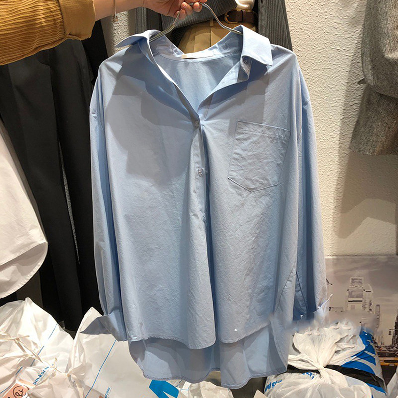 South Korea East gate 2022 Spring new women's dress Jane approach. 100 Lapped Temperament Pure long sleeves Shirt blouses