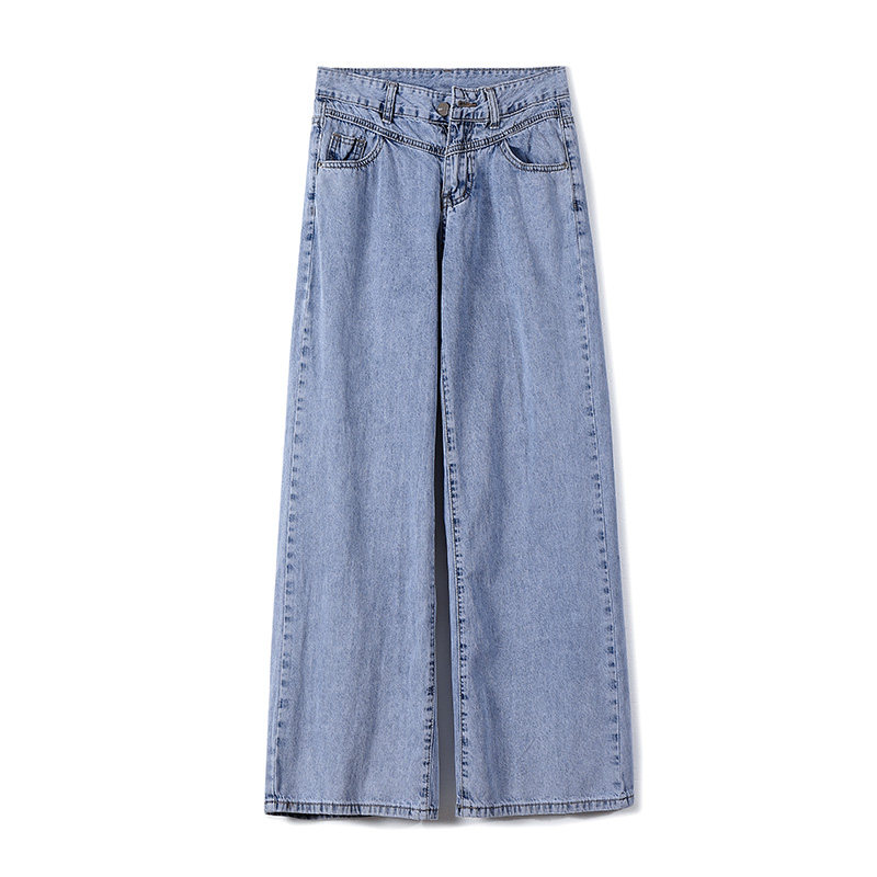 Vintage lazy wind mopping pants womens spring new Korean version of Dongdaemun loose wide leg pants high waist straight jeans