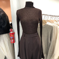 South Korea East Gate 2021 Autumn New temperament elastic slim Joker thin high neck T-shirt base shirt Women