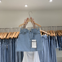 Temperament Slim Fit New 2022 Korea East Gate Casual Female Pure Color Brief 100 lap A character Cowboy half body short dress