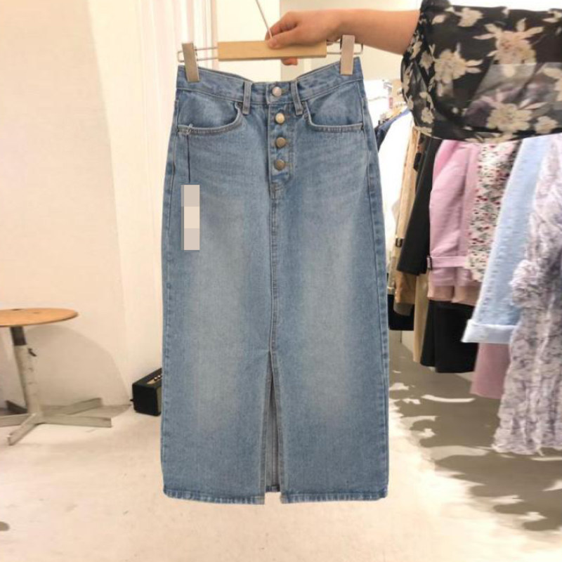 South Korea Dongdaemun 2021 summer new high-waisted split mid-length skirt women wild loose denim skirt tide