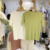 Áo phông nữ 2019 xuân hè mới mỏng cổ tròn áo thun rộng thời trang áo thun ngắn tay áo len nữ mỏng - Cộng với kích thước quần áo áo khoác cardigan nữ