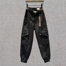 South Korea Dongdaemun 2021 summer new versatile elastic waist sports leisure drawstring jeans womens tide send belt