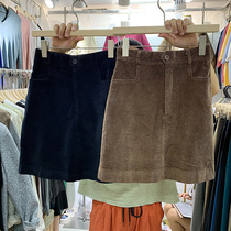 Autumn and winter wild new solid color corduroy retro high waist Korean Dongdaemun short slim skirt A-line skirt for women