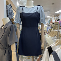 2022 South Korea East gate early summer temperament Thin Fake Two 100 Lap Sweet and Blister Sleeves Han Version of Dress Girl