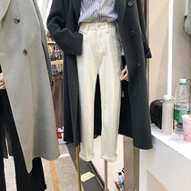 Autumn new niche design sense South Korea East Gate retro minimalist loose net color wild wild high waist jeans women