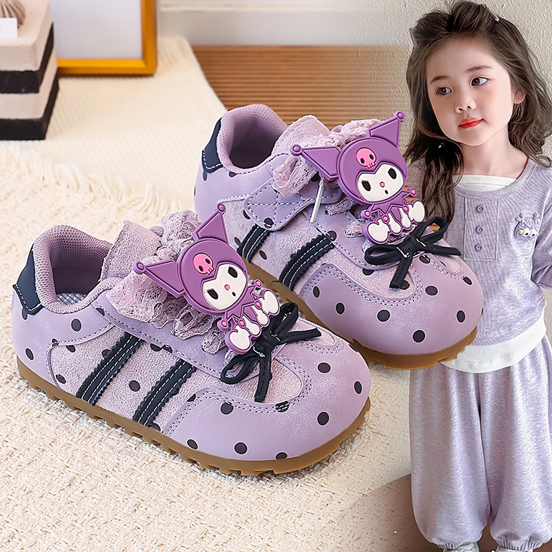 Baby Girl Kuromi Sneakers 2026 New Style Girls' Fashionable Polka Dot Training Shoes Children's Soft-Soled Walking Shoes Non-Slip