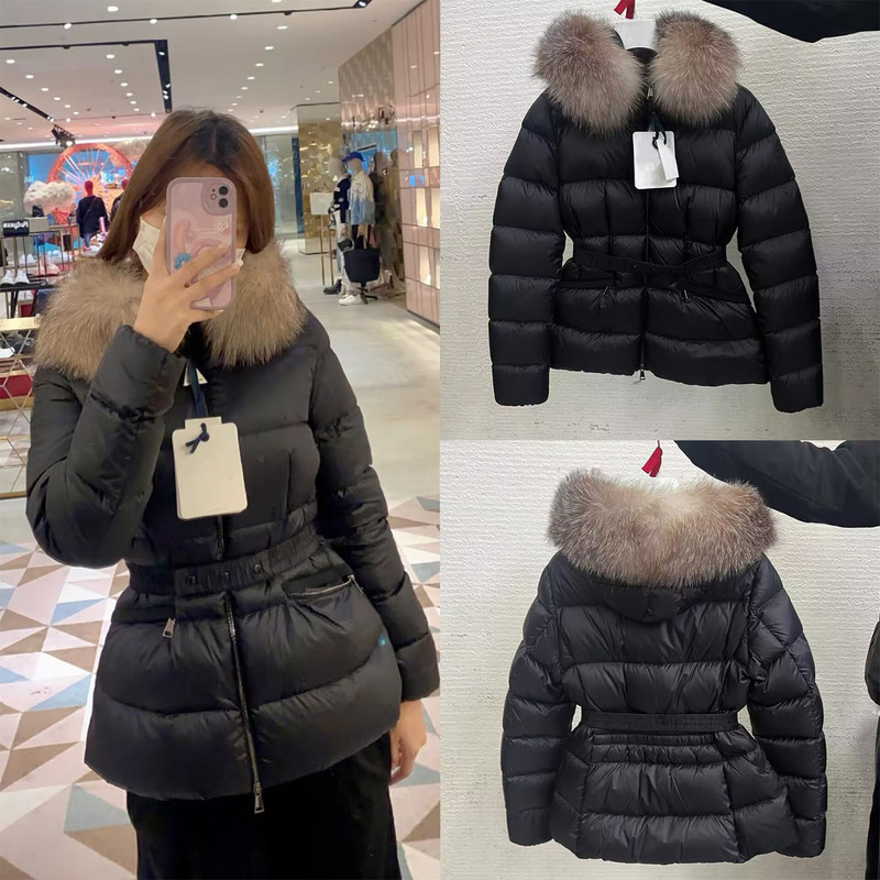 26S Mengjia m Goose down Jacket Women's Slim Short Style with Large Fox Fur Collar, Waist-Tightening, Matte Warm Wool Coat 26S Mengjia m Goose down Jacket Women's Slim Short Style with Large Fox Fur Collar, Waist-Tightening, Matte Warm Wool Coat