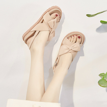 2021 summer new net red bow sandals fairy wind flat college students Super fire Joker Roman shoes