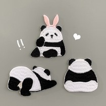 Panda embroidery diy embroidery cloth patch for couples to repair clothes parent-child clothes jacket pants broken patch