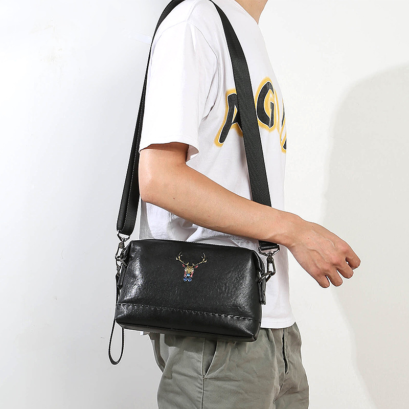 2021 Tide Leather Shoulder Bag Men's Small Backpack New Men's Clutch Casual Soft Leather Cowhide Messenger Bag