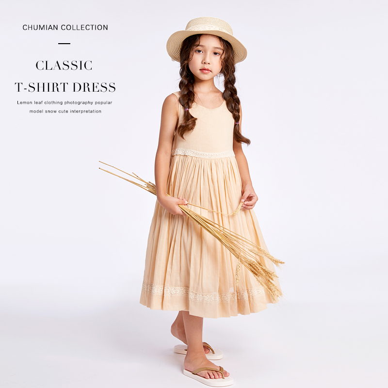 Linen GirlSen chiếc váy mùa hè váy mô hình nghệ thuật trẻ em mới ngắn tay công chúa váy trẻ em bé của chiếc váy mùa hè.