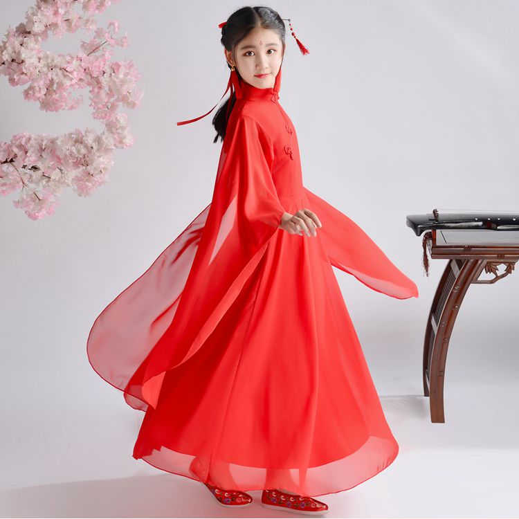 Ancient Wind Girls Han uniforms ancient clothes Super Fairy China Wind Fairy clothes floating comfort and guzheng children perform a dance suit Spring and Autumn-Taobao