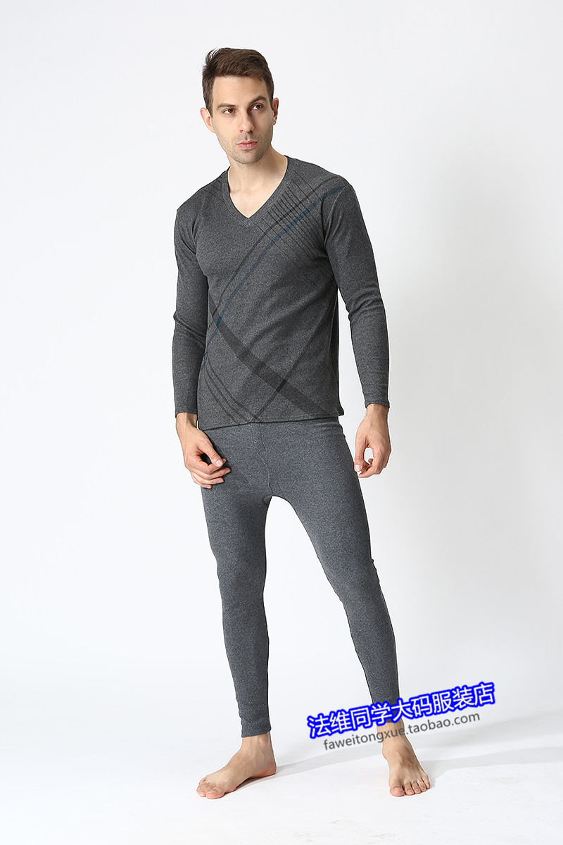 Mùa thu và mùa đông cộng với phân bón cộng với quần áo cotton lớn mùa thu quần dài chất béo 佬 rộng kích thước lớn quần lót nam bằng vải len đồ bộ bó sát