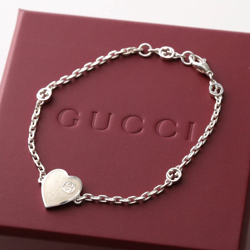 Gucci New Women's Gift 925 Sterling Silver Heart Fashion Versatile Bracelet 645546 Genuine Gucci New Women's Gift 925 Sterling Silver Heart Fashion Versatile Bracelet 645546 Genuine