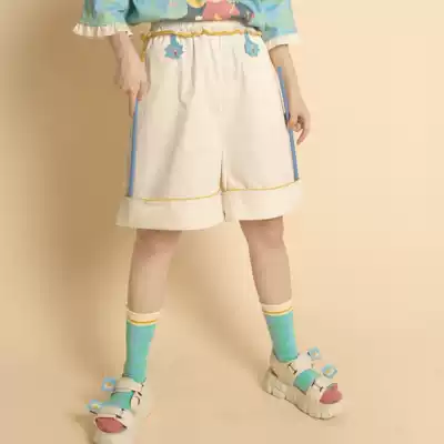 Alien Society original Good Health series Summer White explosion dialogue yellow lace loose five-piece pants shorts