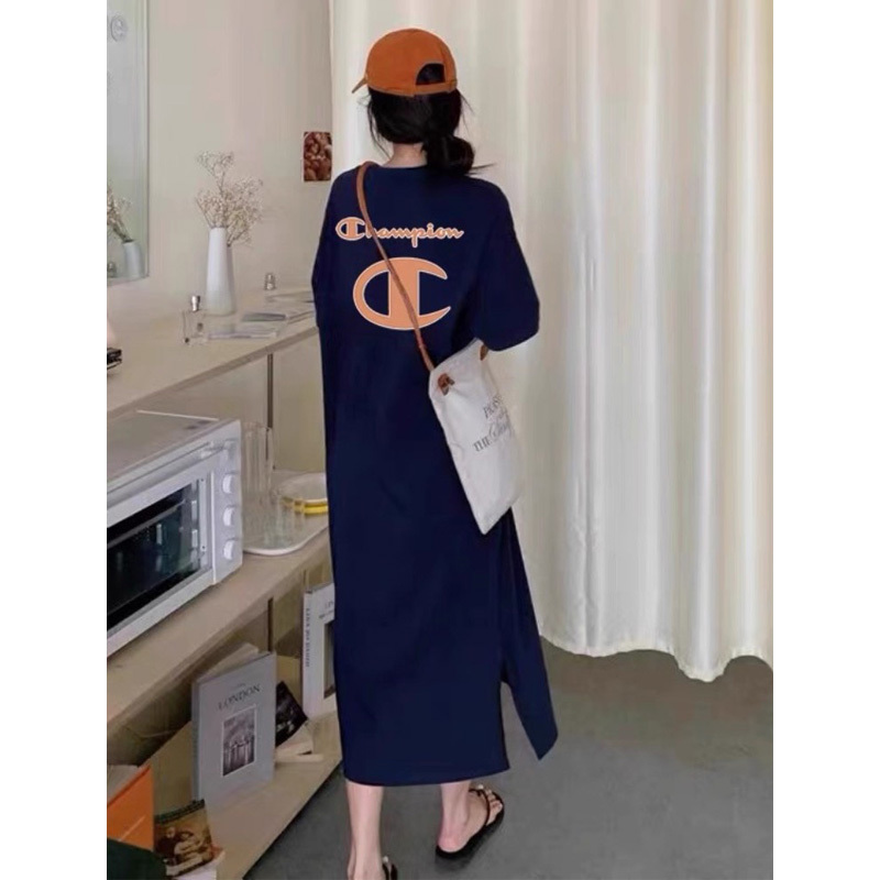 Japanese Style Champion Over-The-Knee Printed Dress for Women 2026 Summer New Loose Short-Sleeve T-Shirt Dress Slimming Long Dress Japanese Style Champion Over-The-Knee Printed Dress for Women 2026 Summer New Loose Short-Sleeve T-Shirt Dress Slimming Long Dress