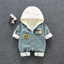 Male baby Autumn corduroy clothes 0-3 month female treasure Net red cute jumpsuit autumn and winter suit outside clothing 6