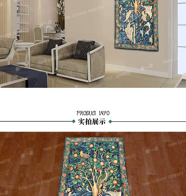 Tấm thảm trải sàn mới của Bỉ Tấm thảm tường phòng ngủ Bức tranh tường William Morris - Chim gõ kiến ​​Mới Thảm treo tường khổ lớn