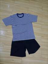 Physical training suit Sea physical fitness suit sea soul shirt suit sea striped T-shirt sports short-sleeved shorts