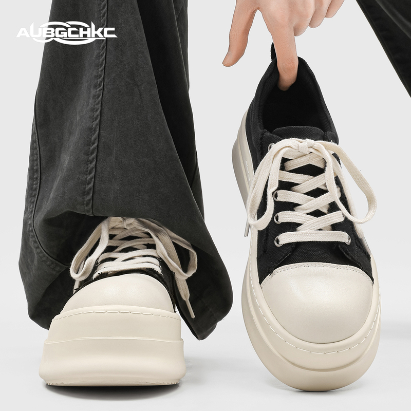Aubgchkc Thick-Soled Canvas Shoes for Men and Women, Height-Increasing Chunky Shoes, Niche Commuter Sports Casual Versatile Sneakers