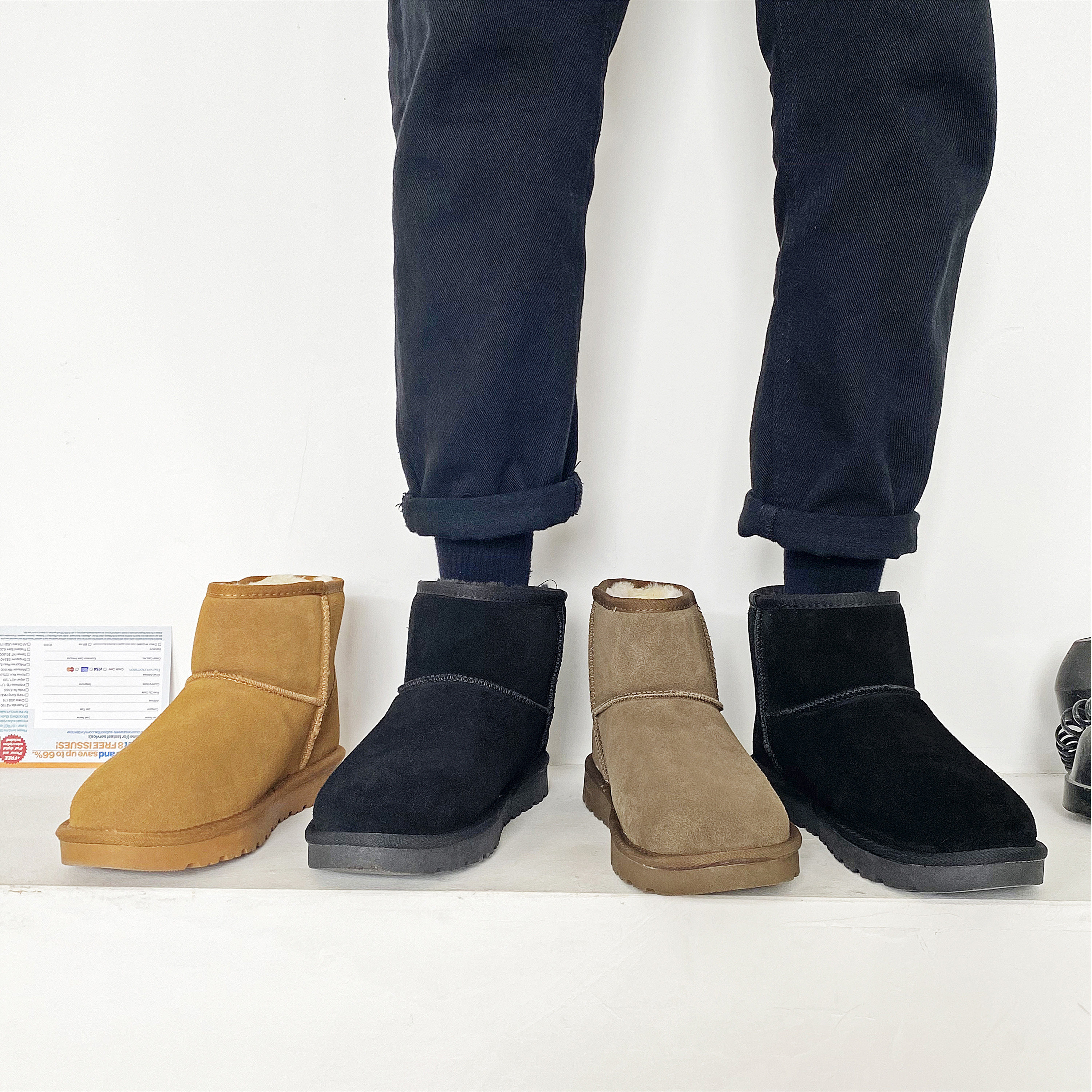 Snow boots men's leather winter thickened warm fur high-tube cotton shoes couple models plus velvet bread shoes trendy - Taobao