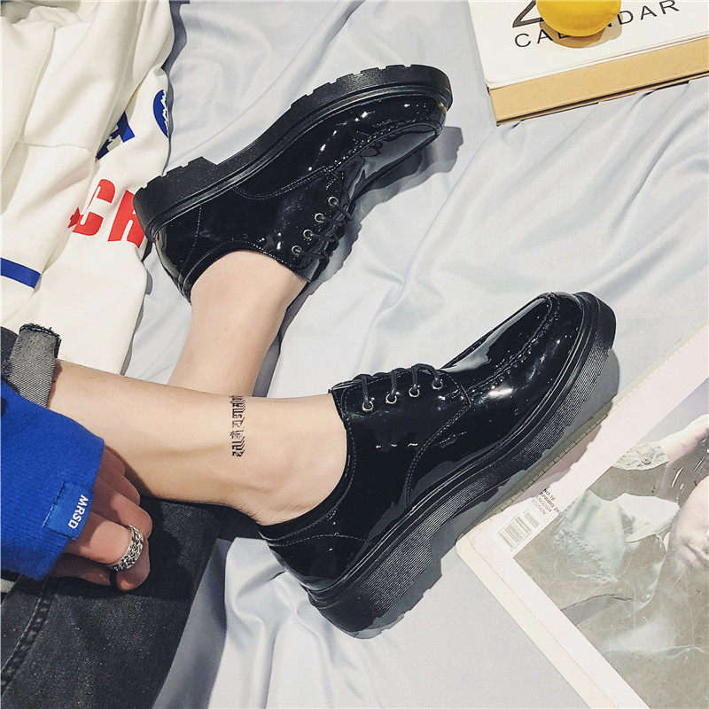 Men's shoes summer round toe black retro Martin shoes low top Korean style shoes all-match trendy shoes casual British leather shoes men