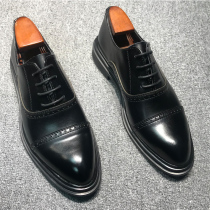 Burlock Sculpture Flowers Mens Shoes Genuine Leather Mens Wave Shoes Han Edition Business Yingren Wind Casual Leather Shoes Men Wedding Groom Shoes