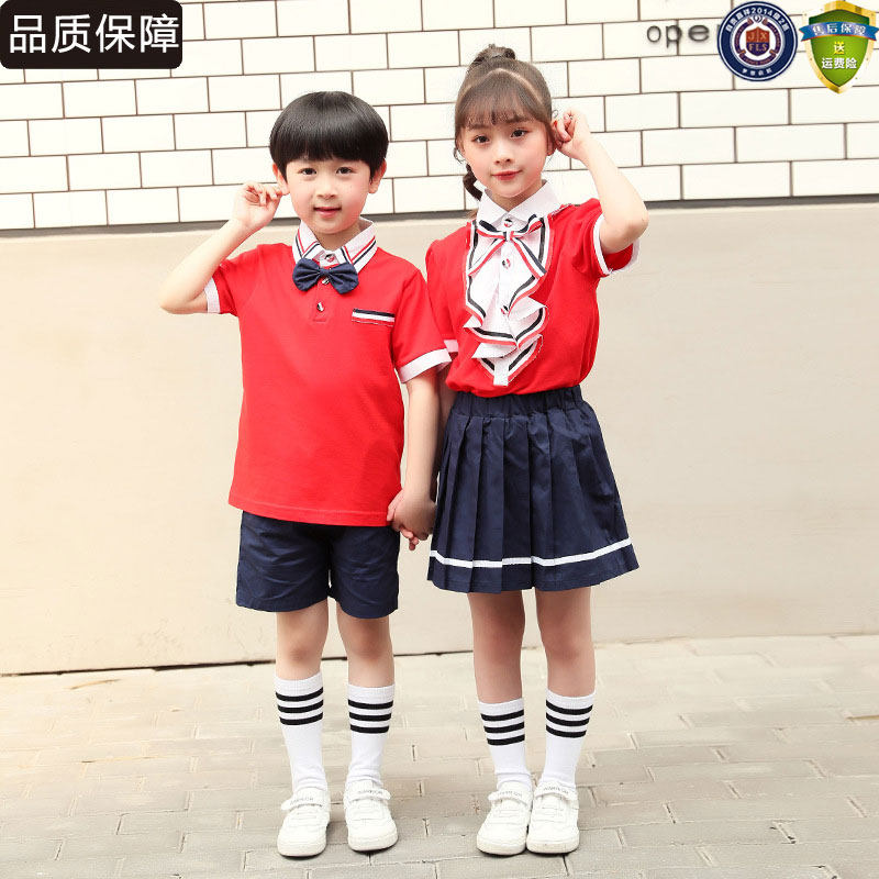 Summer Inn Wind Banserved Kindergarten Garden clothes 54 Three-two first-year elementary school uniforms suit summer dress red