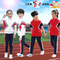 Spring primary school uniforms suit 65 junior high school students in first grade Spring and Autumn Games class red Three sets