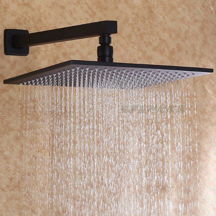 YJB household black matte frosted shower head single head full copper sprinkler rain shower shower shower head ultra-thin