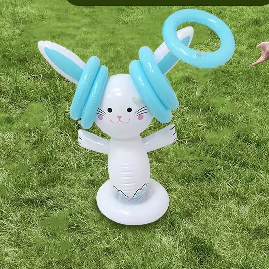 Easter Bunny Ring Toss Cute Interactive Children's Game Easter Inflatable Bunny Ring Toss Kindergarten Toy