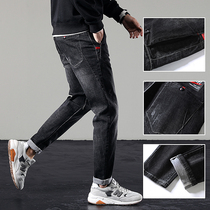 Spring Autumn Style Mens Jeans Loose Straight Drum Body Trendy Tide Summer Pants Mens Elastic Casual Black Boomer Pants