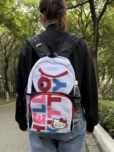 Hello Kitty, рюкзак, сумка через плечо, милый ранец, для средней школы