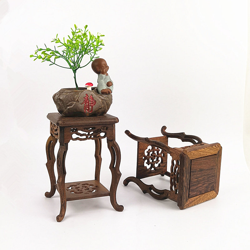 Mahogany handicraft chicken wings wood seahorse a few solid wood small flower stand wood carving ornaments high feet a few succulent plants small base