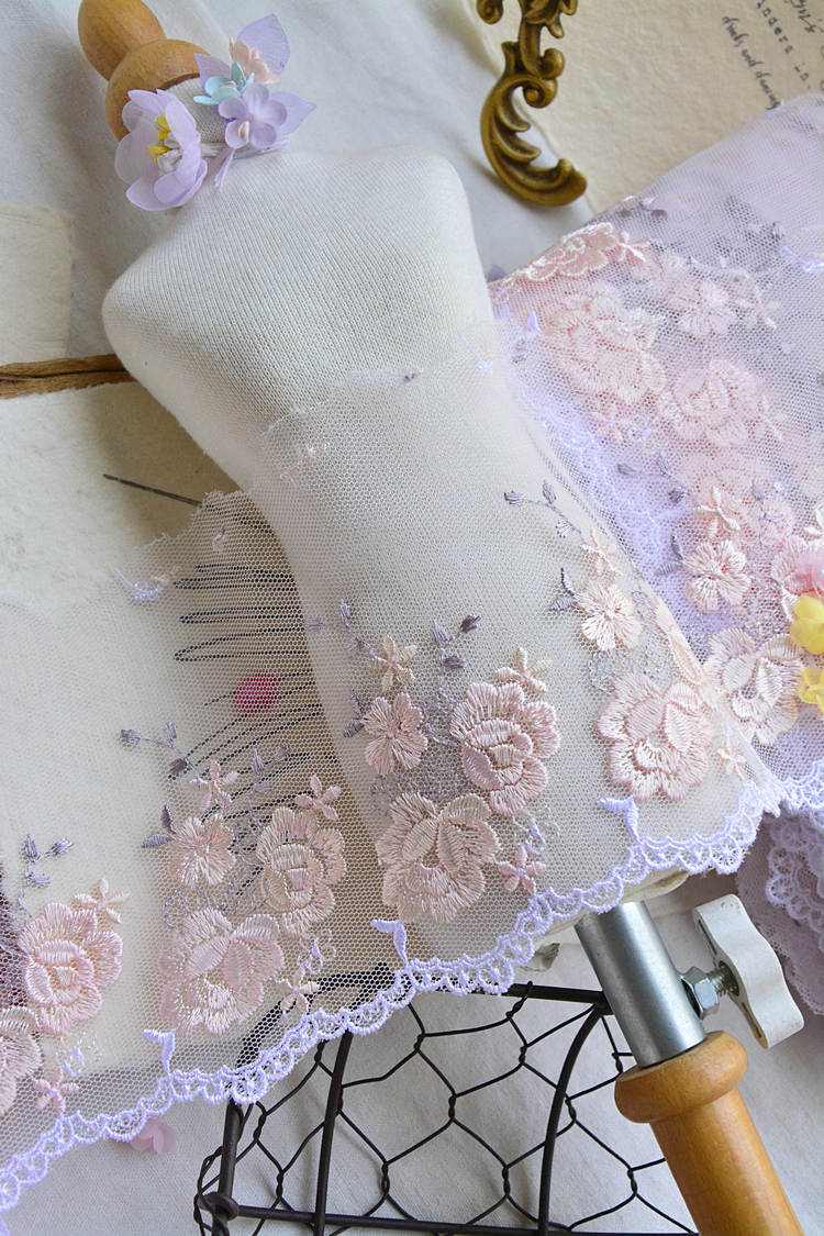 High quality embroidery soft net Lolita Lace Lace Lace Lace Lace Lace Lace Lace Lace Accessories Pink