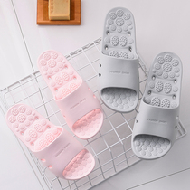 Bathroom slippers non-slip bath water leakage female soft bottom thick plastic integrated non-hidden water male deodorant belt massage