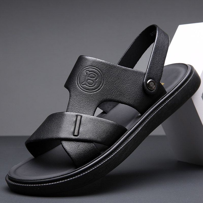 Men's sandals 2022 new Roman shoes genuine leather Summer Leisure Soft bottom Chaulet outside wearing dual-use beach Shoe men