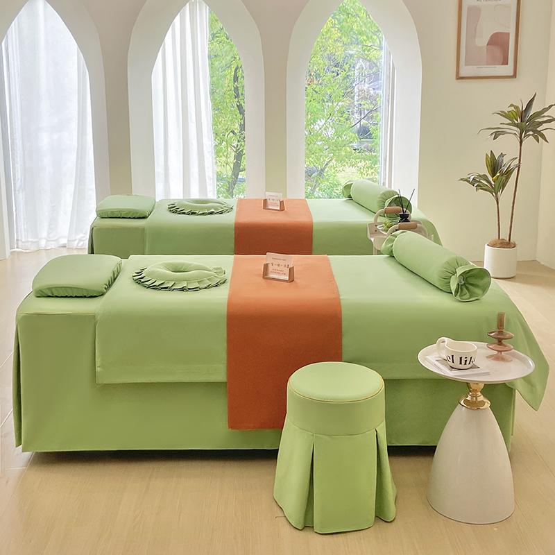 Thickened Skin-Friendly Cotton Beauty Bed Cover Four-Piece Set Simple Beauty Salon Special Beauty and Body Massage Therapy Bed Cover Green Thickened Skin-Friendly Cotton Beauty Bed Cover Four-Piece Set Simple Beauty Salon Special Beauty and Body Massage Therapy Bed Cover Green