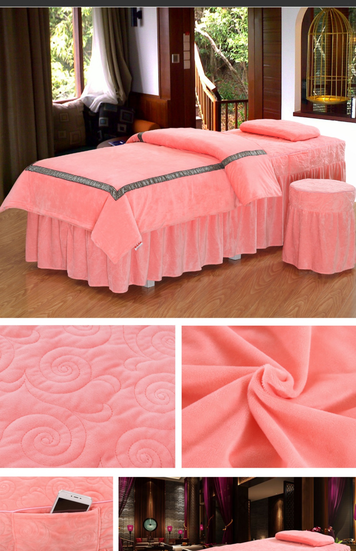 Đơn giản tinh dày nhung bedspread vẻ đẹp thẩm mỹ viện dành riêng gia đình bốn châu Âu thân dầu gội đầu massage bedspread - Trang bị tấm ga bọc giường spa